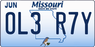 MO license plate OL3R7Y