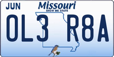 MO license plate OL3R8A