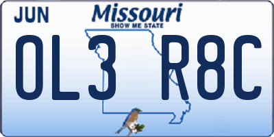 MO license plate OL3R8C