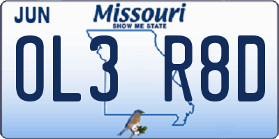 MO license plate OL3R8D