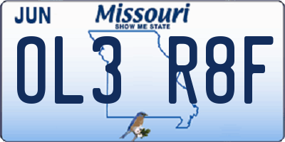 MO license plate OL3R8F