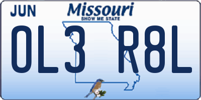 MO license plate OL3R8L