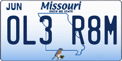 MO license plate OL3R8M