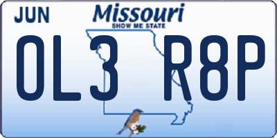 MO license plate OL3R8P