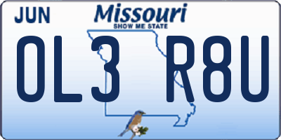 MO license plate OL3R8U