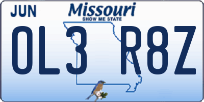 MO license plate OL3R8Z