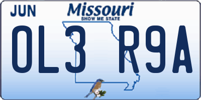 MO license plate OL3R9A