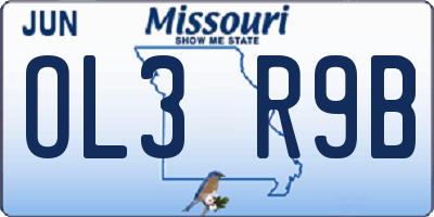 MO license plate OL3R9B