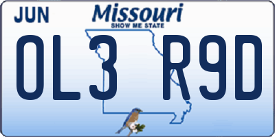 MO license plate OL3R9D