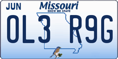 MO license plate OL3R9G