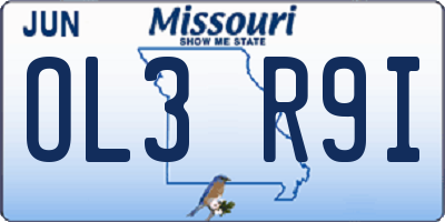MO license plate OL3R9I