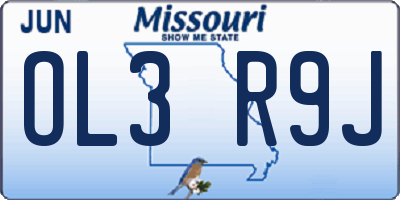 MO license plate OL3R9J