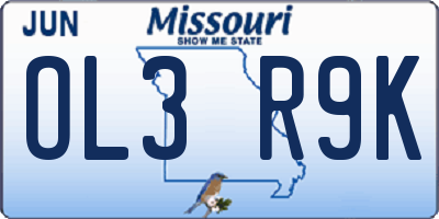 MO license plate OL3R9K