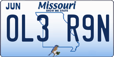 MO license plate OL3R9N