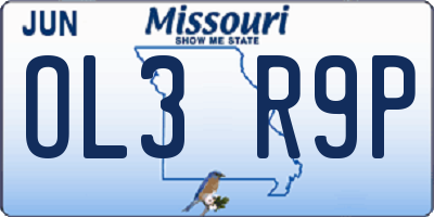 MO license plate OL3R9P