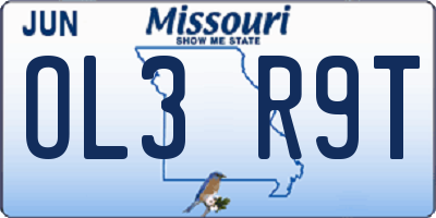 MO license plate OL3R9T