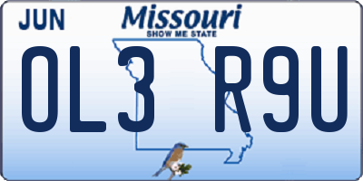 MO license plate OL3R9U