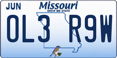 MO license plate OL3R9W