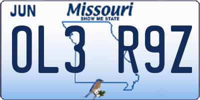 MO license plate OL3R9Z