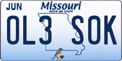 MO license plate OL3S0K