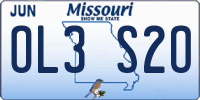 MO license plate OL3S2O