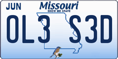 MO license plate OL3S3D