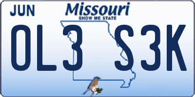 MO license plate OL3S3K