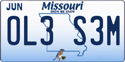 MO license plate OL3S3M