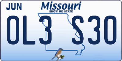 MO license plate OL3S3O
