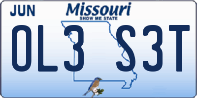 MO license plate OL3S3T