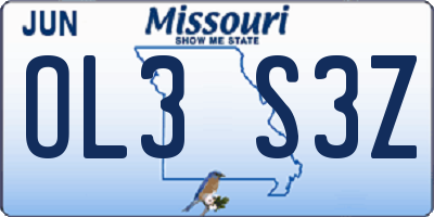 MO license plate OL3S3Z