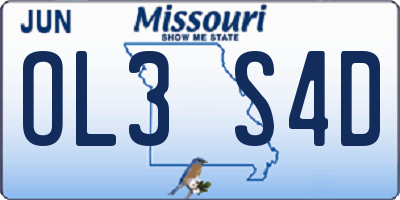 MO license plate OL3S4D