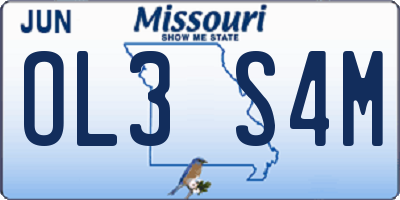 MO license plate OL3S4M