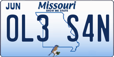 MO license plate OL3S4N