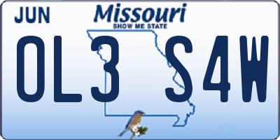 MO license plate OL3S4W