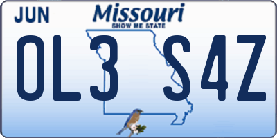 MO license plate OL3S4Z
