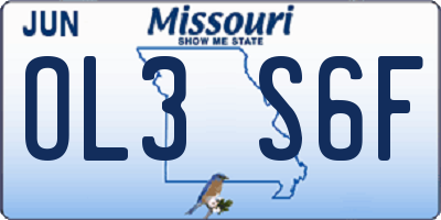 MO license plate OL3S6F