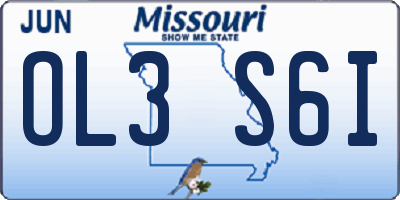 MO license plate OL3S6I