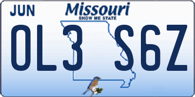 MO license plate OL3S6Z