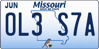 MO license plate OL3S7A