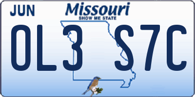 MO license plate OL3S7C