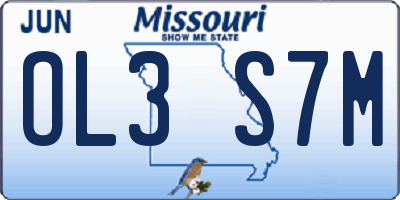MO license plate OL3S7M