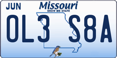 MO license plate OL3S8A