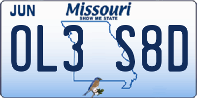 MO license plate OL3S8D