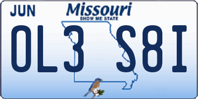 MO license plate OL3S8I