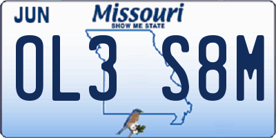 MO license plate OL3S8M