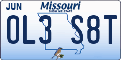 MO license plate OL3S8T