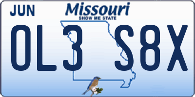 MO license plate OL3S8X