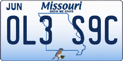 MO license plate OL3S9C