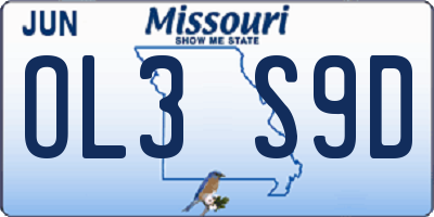 MO license plate OL3S9D
